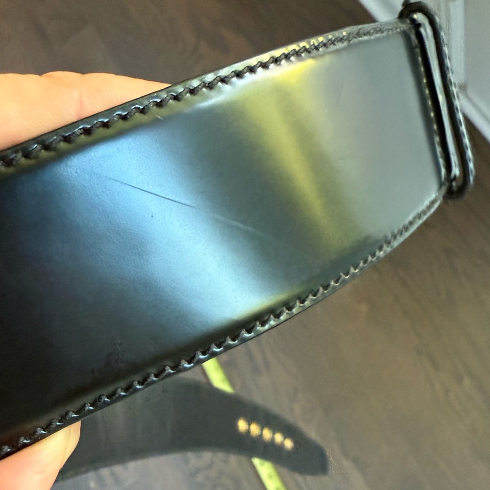 MIU MIU PRADA Leather Gold Hardware 5 Hole Wide Belt 85/34 - Picture 14 of 16